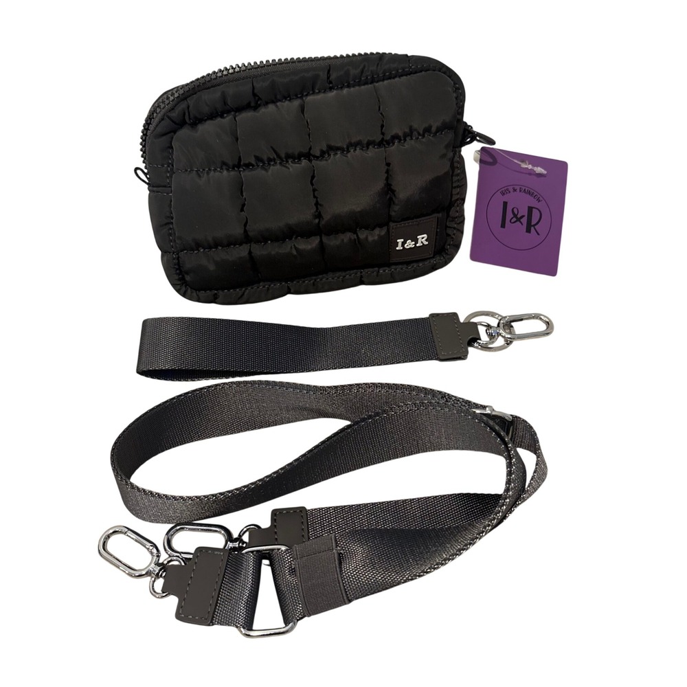 The Iris Accessory Puff Bag Womens OS Black Quilted Multi-Strap NWT I&R